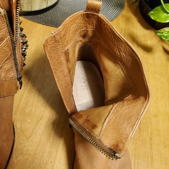 Vince Camuto Marcin Leather Studded Ankle Bootie Tan Brown - (8.5B / 38.5) - Picture 14 of 16
